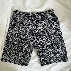 Black and Gray Leopard Print Biker Shorts